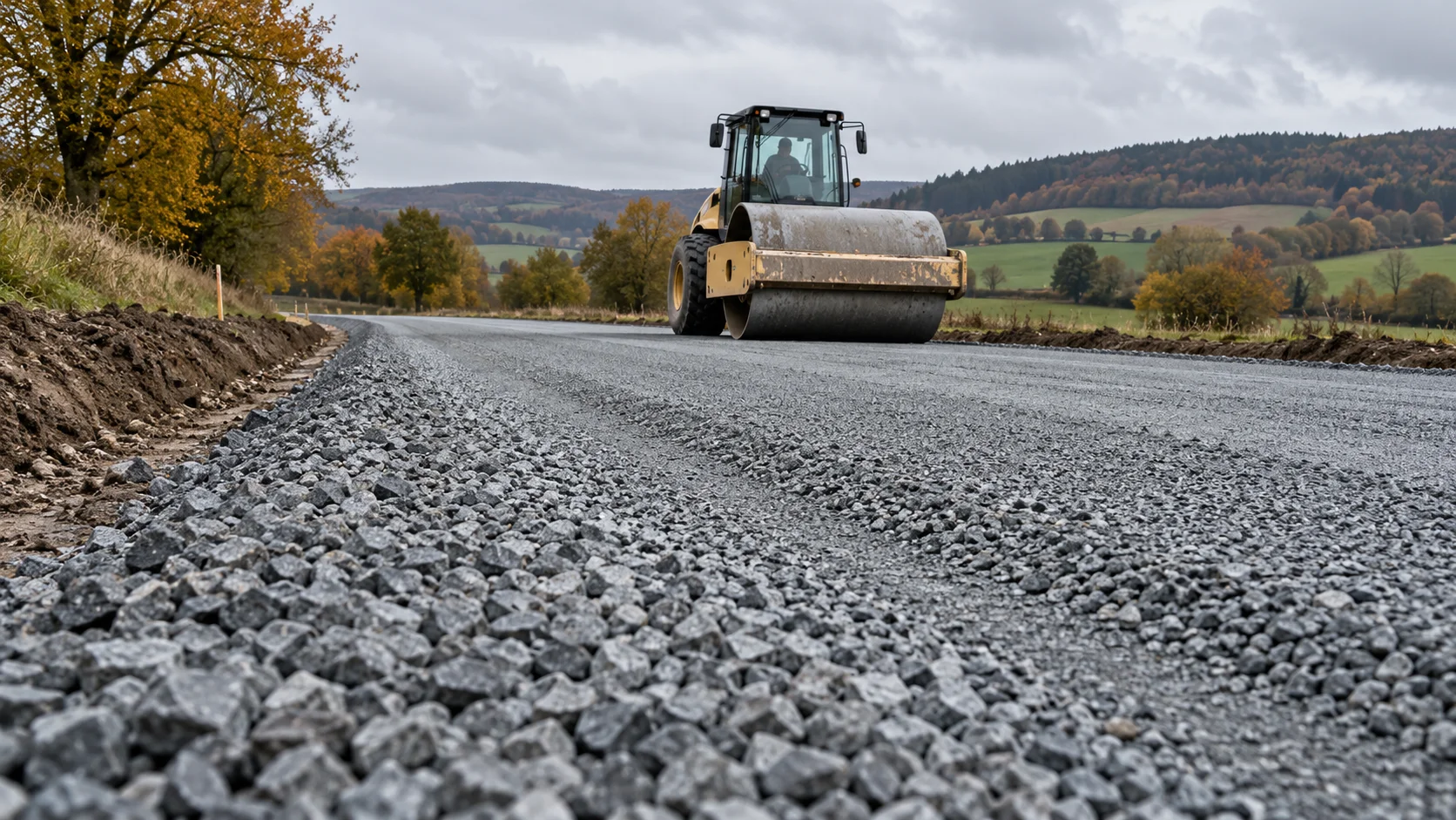 Aggregate base course roadworks